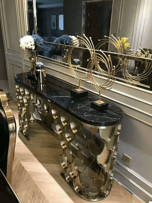 Exquisite Gold Stainless Steel Console Table ST-3023 | Trump Decor