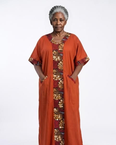 African Print Patchwork Kaftan Dress with Matching Headwrap