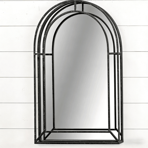 BLACK METAL ARCH MIRROR