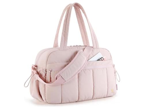 Puffer Gym Bag for Women, Lightweight Duffel Bag with Shoe Compartment