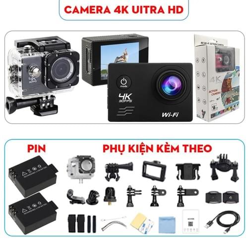 Camera hành trình 4K Chống rung, Chống nước, Camera đi phượt gắn trên xe máy, Ô tô, Mũ bảo hiểm