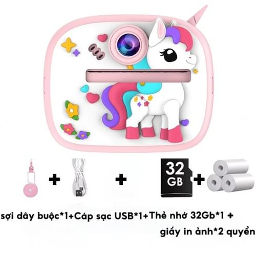 Máy Ảnh Mini In Nhiệt Chụp Lấy Liền Camera Kép, Máy Ảnh Chụp Lấy Liền Kèm 2 Cuộn Giấy Nhiệt Cho Bé