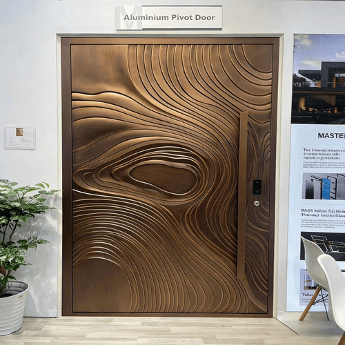 Aluminum Pivot Door-Postmodern Style Manual Opening Outdoor & Apartment Use Finished Surface