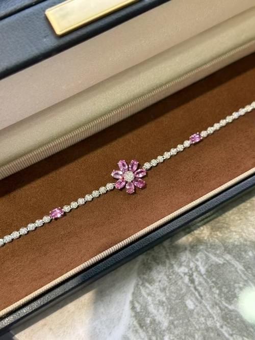 Pink Sapphire & Diamond Sweetheart Bracelet