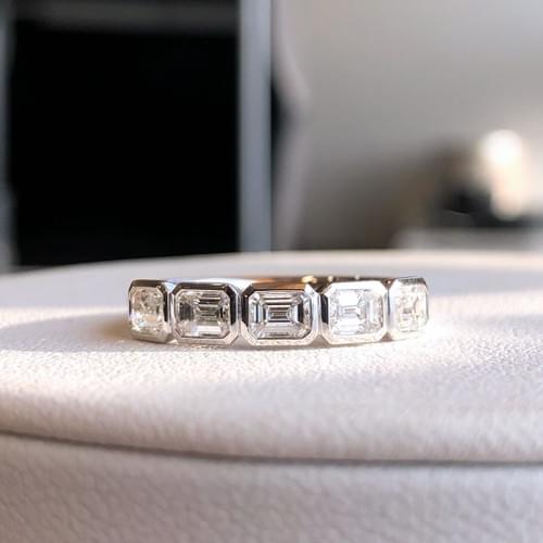 White Gold Emerald Cut Diamond Eternity Band
