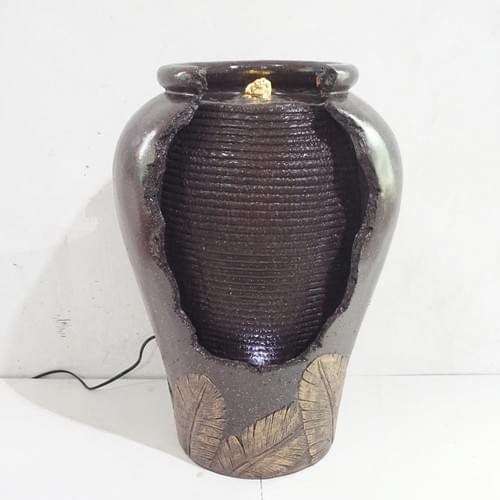 Polyresin scalloped urn fountain for desktop