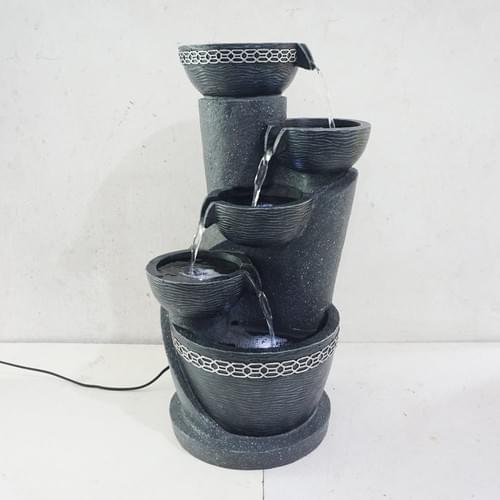 Black Resin Waterfall Fountain, 50cm Tall