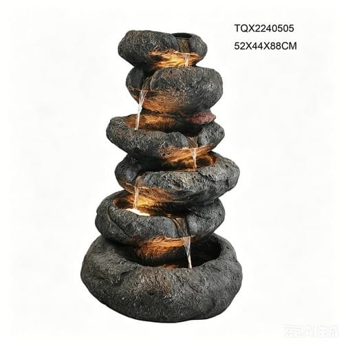 5-Tier Rockery Cascading Outdoor Water Fountain