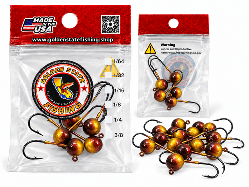 Egyptian Gold 1/32 & 1/16 Ball Head hooks