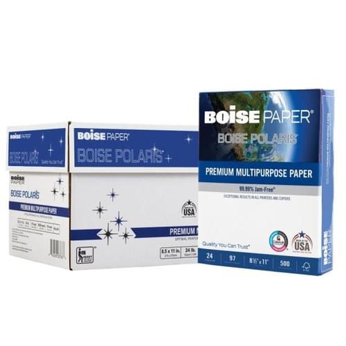 Boise POLARIS Premium Multi-Use Printer & Copy Paper, White, Letter (8.5" x 11"), 5000 Sheets Per Ca