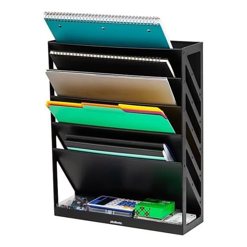 Mind Reader 5-Compartment Plastic Mountable Wall File, Black