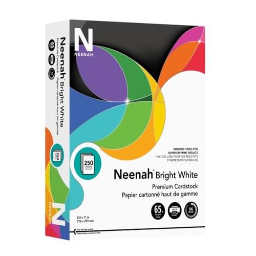 Neenah Premium Card Stock, Bright White, Letter (8.5" x 11"), 65 Lb, Pack Of 250