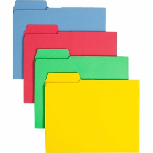 Smead 3-in-1 SuperTab Section Folders, 8 1/2" x 11", Letter Size, Assorted Colors, Pack Of 12