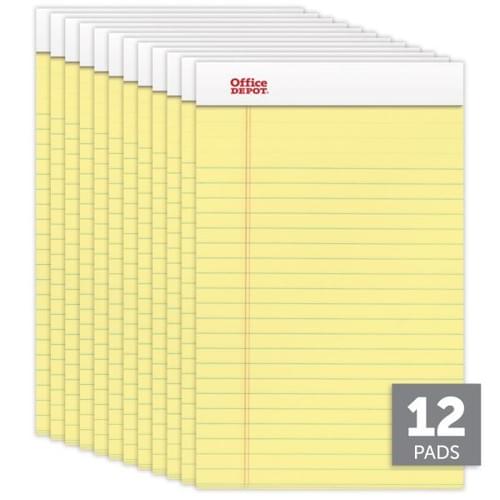 Writing Pads, 5" x 8", Narrow Ruled, 50 Sheets, Canary, Pack Of 12 Pads