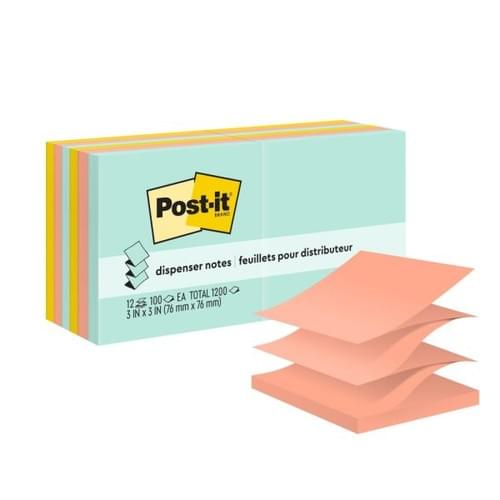 Post-it Pop Up Notes, 12 Pads, 3 in x 3 in, Clean Removal, School Supplies and Office Products