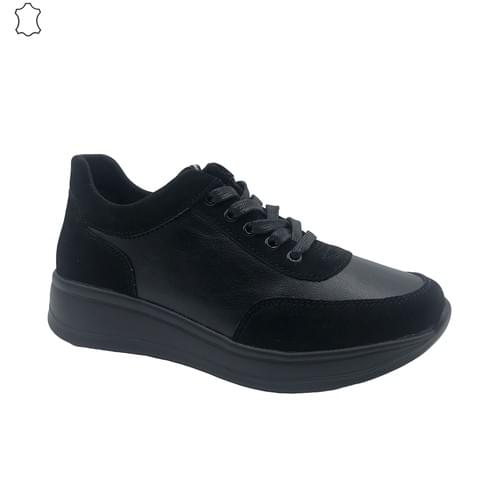 CSW-HF070-Women's All Black Leather Sneakers