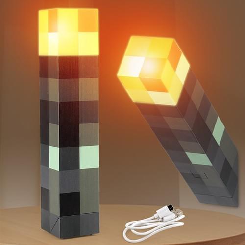 Minecraft Pixel Torch LED Night Light & Rechargeable Ore Desk Lamp