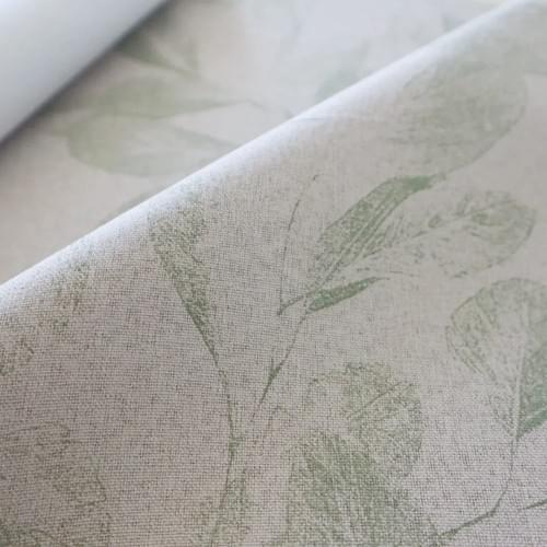 Elegant Sage Green Leaf Silicone Total Blackout Curtain Fabric