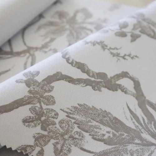 Elegant Grey Floral Silicone Total Blackout Curtain Fabric