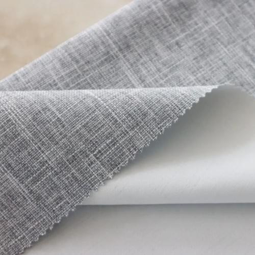 Textured Neutral Full Blackout Faux Linen Window Curtain Fabric