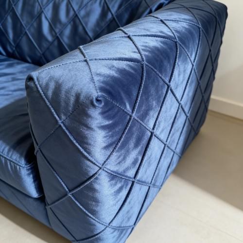 Soft Quilted Dutch Velvet Square Grid Sofa Furniture Fabric