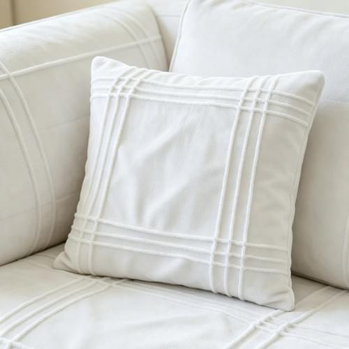 White Grid Quilted Holland Velvet Upholstery Fabric