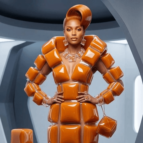 Avant - Garde Caramel Cube Ensemble Dress