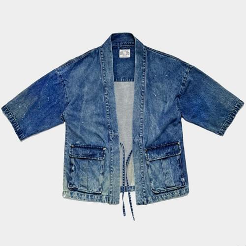ZEN INDUSTRY INDIGO DENIIM 2 POCKETS KUNGFU JACKET - BLUE INDIGO