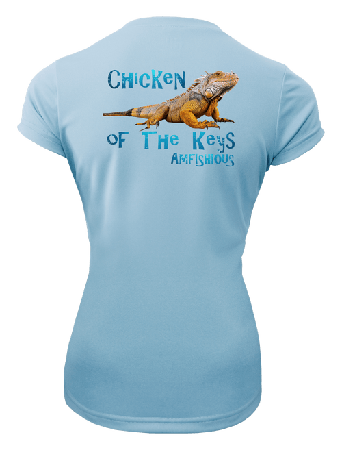 AMFISHIOUS - UPF 50 - Women's - Short Sleeve - Ice Blue - Chicken of The Keys