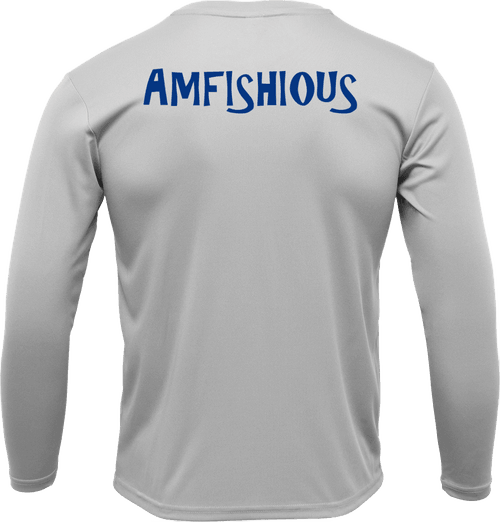 AMFISHIOUS - UPF 50 - Men's - Long Sleeve - Silver - Midnight Blue logo
