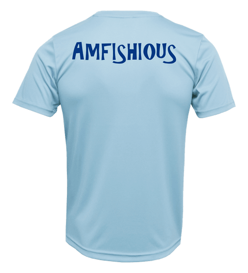 AMFISHIOUS - UPF 50 - Men's - Short Sleeve - Ice Blue - Midnight Blue Logo