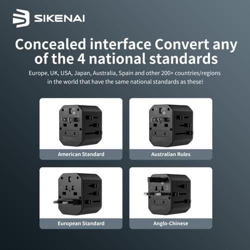 Universal Travel Adapter, International Travel Plug Adapter with 1 USB C