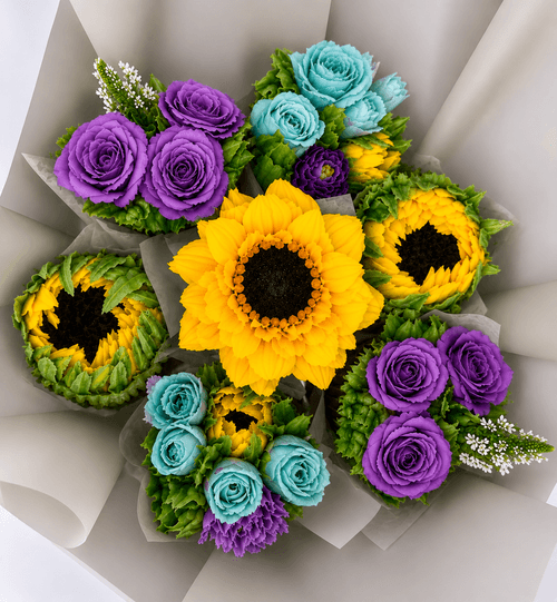 Sunflower and Roses Cupcake Bouquet