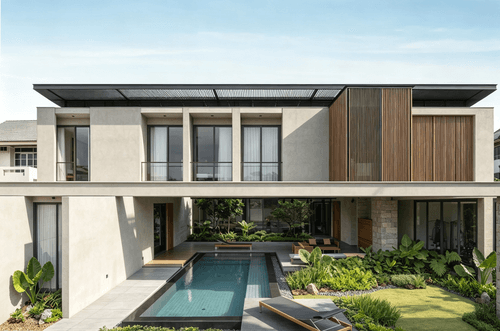 Enclosed courtyard villa, bringing tropical resort vibes into daily living spaces