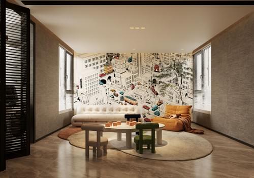 The elegant inner realm of Qingyun Terrace features separate zones for entertainment, rest and luxur