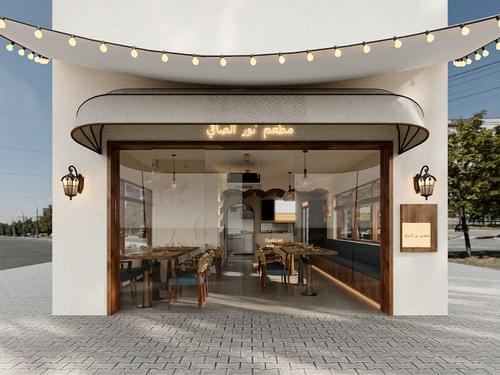 Plain walls and arched silhouettes, recreating the everyday bustle of the Middle East with minimalis
