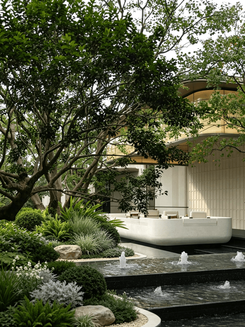 Minimalist Light Luxury Courtyard, Crafting an Upscale Ambience for the Yard with Stone and Still Wa