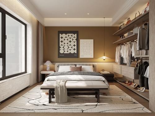 Luxurious and Cozy Master Bedroom, Light and Shadow Lingering with the Fragrance of Garments