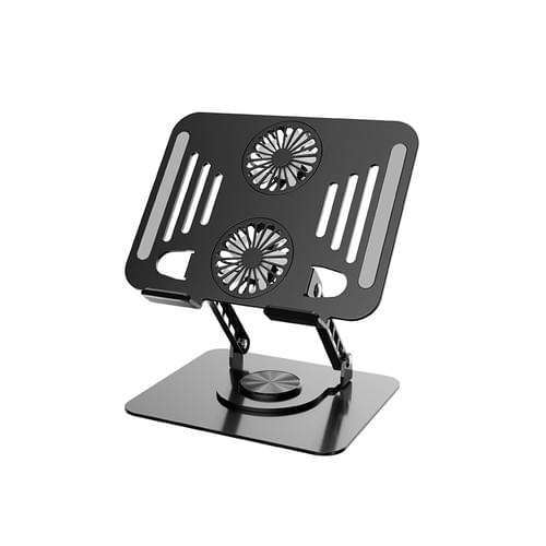 Dual‑Fan Cooling Laptop Stand | 360° Rotation Ergonomic Aluminum Alloy Notebook Holder