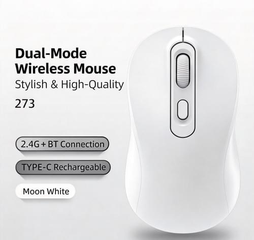 Rechargeable Wireless Mouse, 2.4G Bluetooth Dual Mode Ergonomic Silent Mouse, Type C Charging Comput