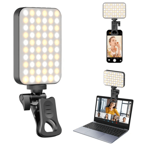 Clip‑on Rechargeable LED Fill Light, Portable Selfie Light for Phone Laptop Live Vlog