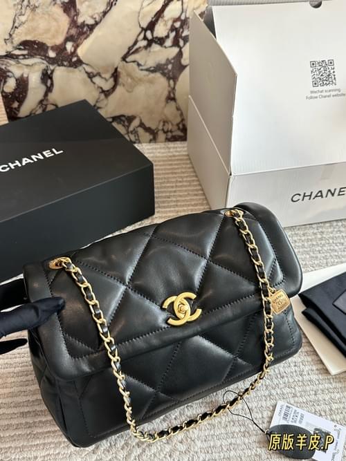 Chanel Winter 24k Item: Lambskin Flap Bag in Black with Gold Hardware