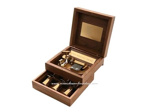 Antique Cylinder Music Box 6 Tunes Deluxe Walnut Wooden Music Box