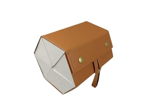 Wholesale Handmade Hexagonal Leather Folding Eyeglasses Case