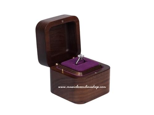 Wooden Proposal Ring Music Box Wedding Gift Walnut Music Box