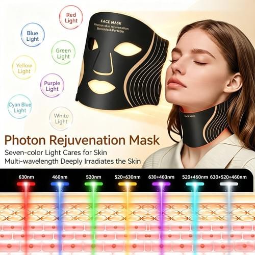 7 Colors Flexible Silicone LED Facial Mask Home Use Red Blue Light PDT Photon Therapy Beauty Mask Sk