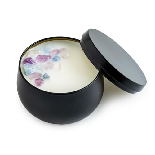 Vela Premium Cuarzo Amatista. Lavanda Francesa.