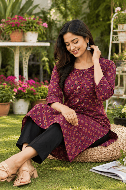 Plum Printed Kurti