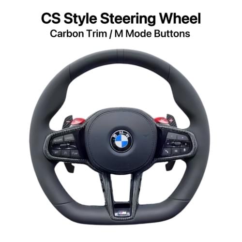CS Style Carbon Trim Genuine Leather Steering Wheel for BMW