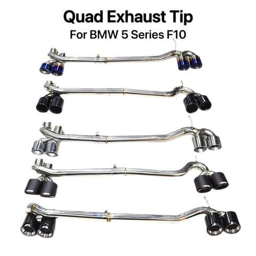 For BMW 5 Series F10 Stainless Steel Quad Exhaust Rear Tip Pipe | Carbon / Chrome / Black